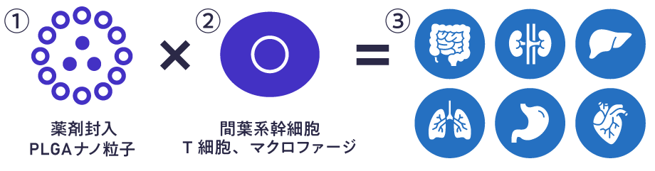封入する医薬品と抱合させる細胞の組み合わせによる無限の可能性